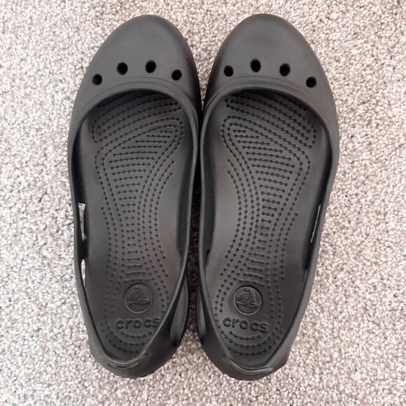 Crocs Prima Ballet Rounded Toe Cutout Slip On Flats Black Casual Womens Size 7 - Picture 6 of 7